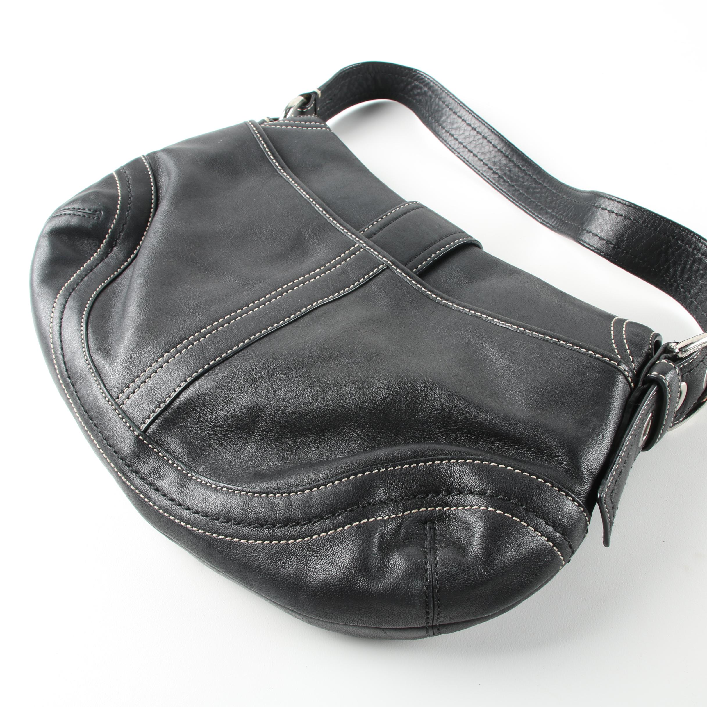 Coach Soho Black Leather Shoulder Bag and Black Nylon Baguette