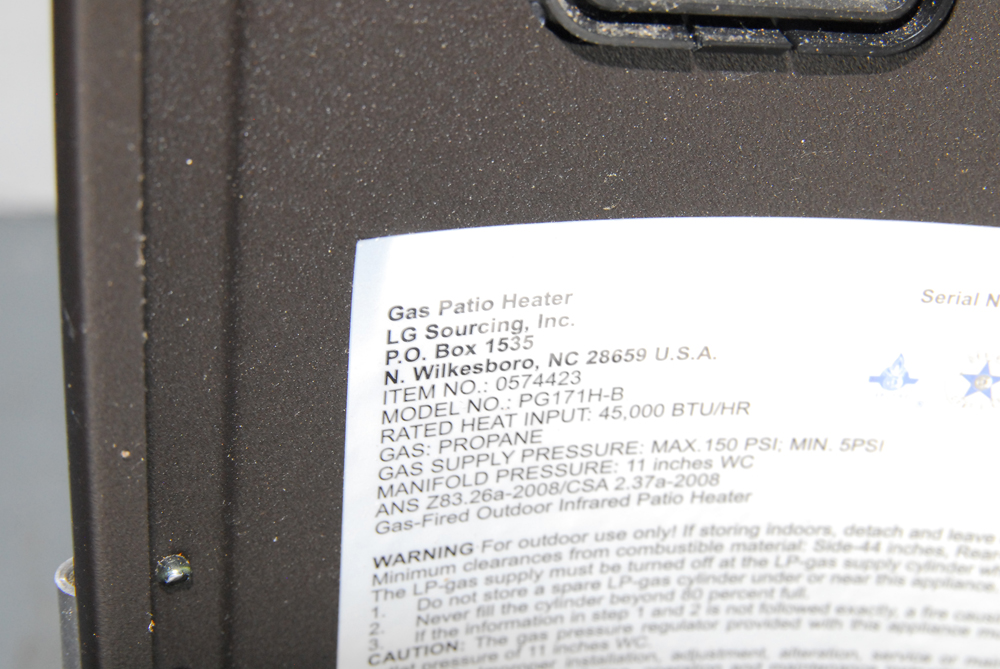 LG Sourcing Inc. Gas Patio Heater