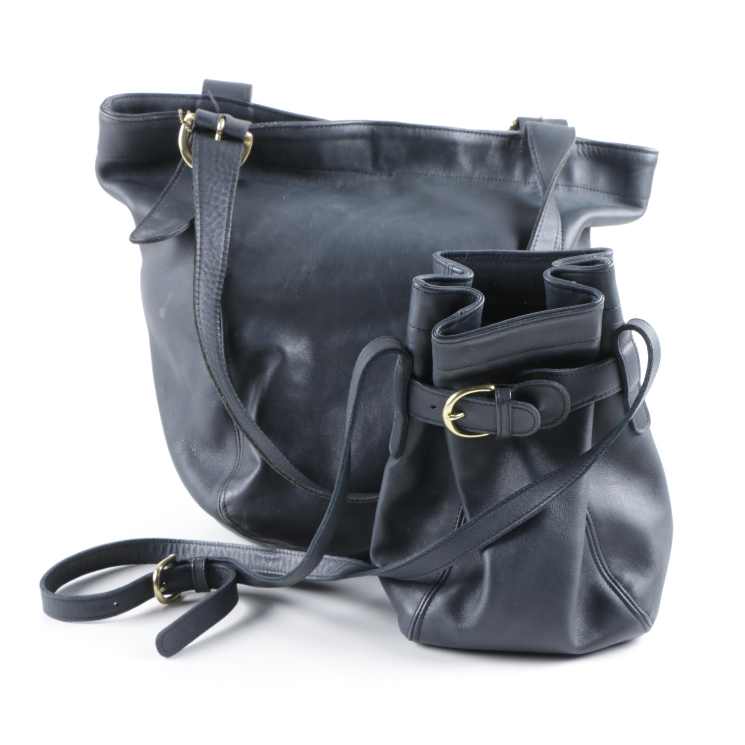 Vintage Coach Navy Leather Belted Pouch and Waverly Bag