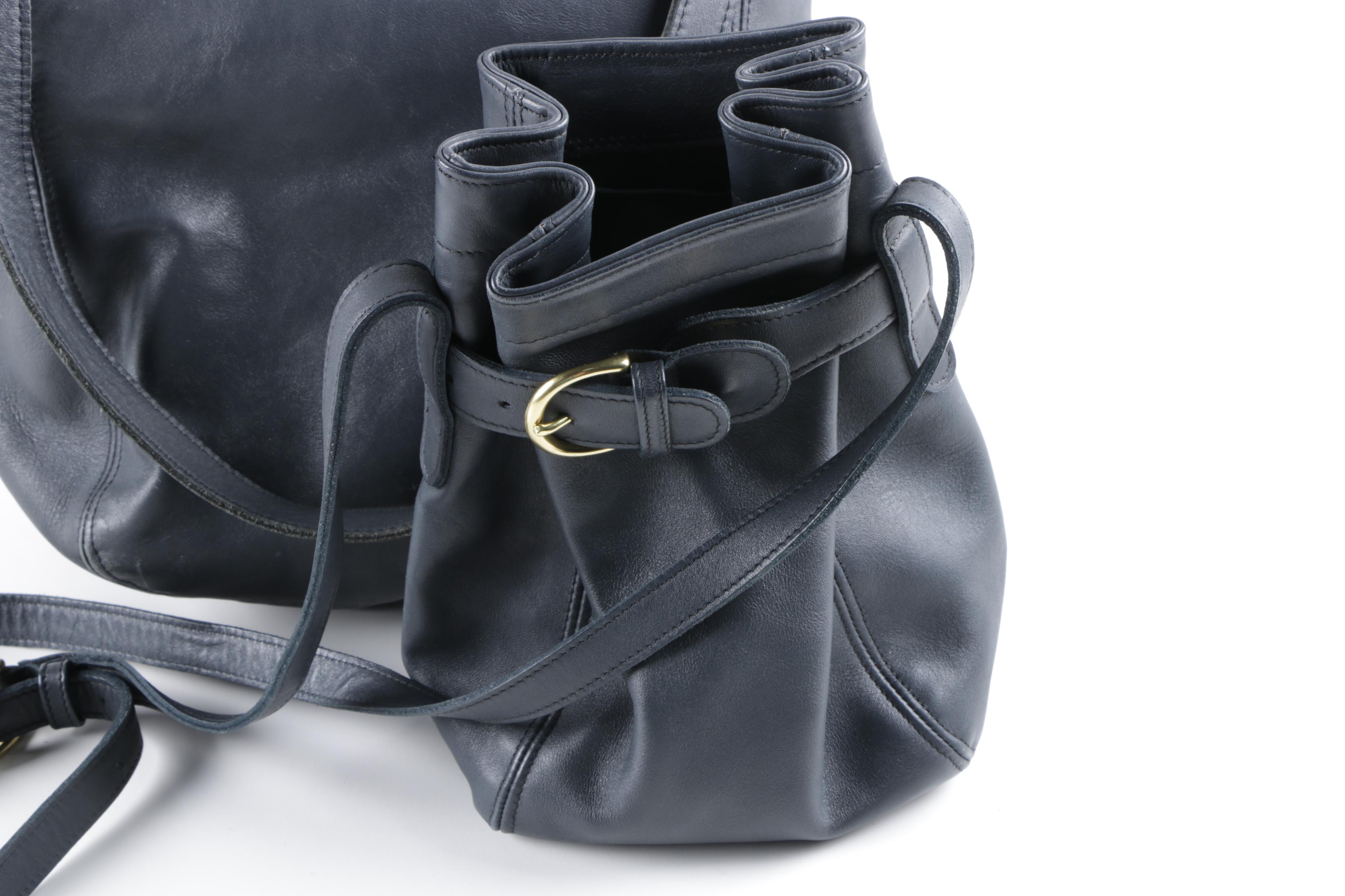 Vintage Coach Navy Leather Belted Pouch and Waverly Bag