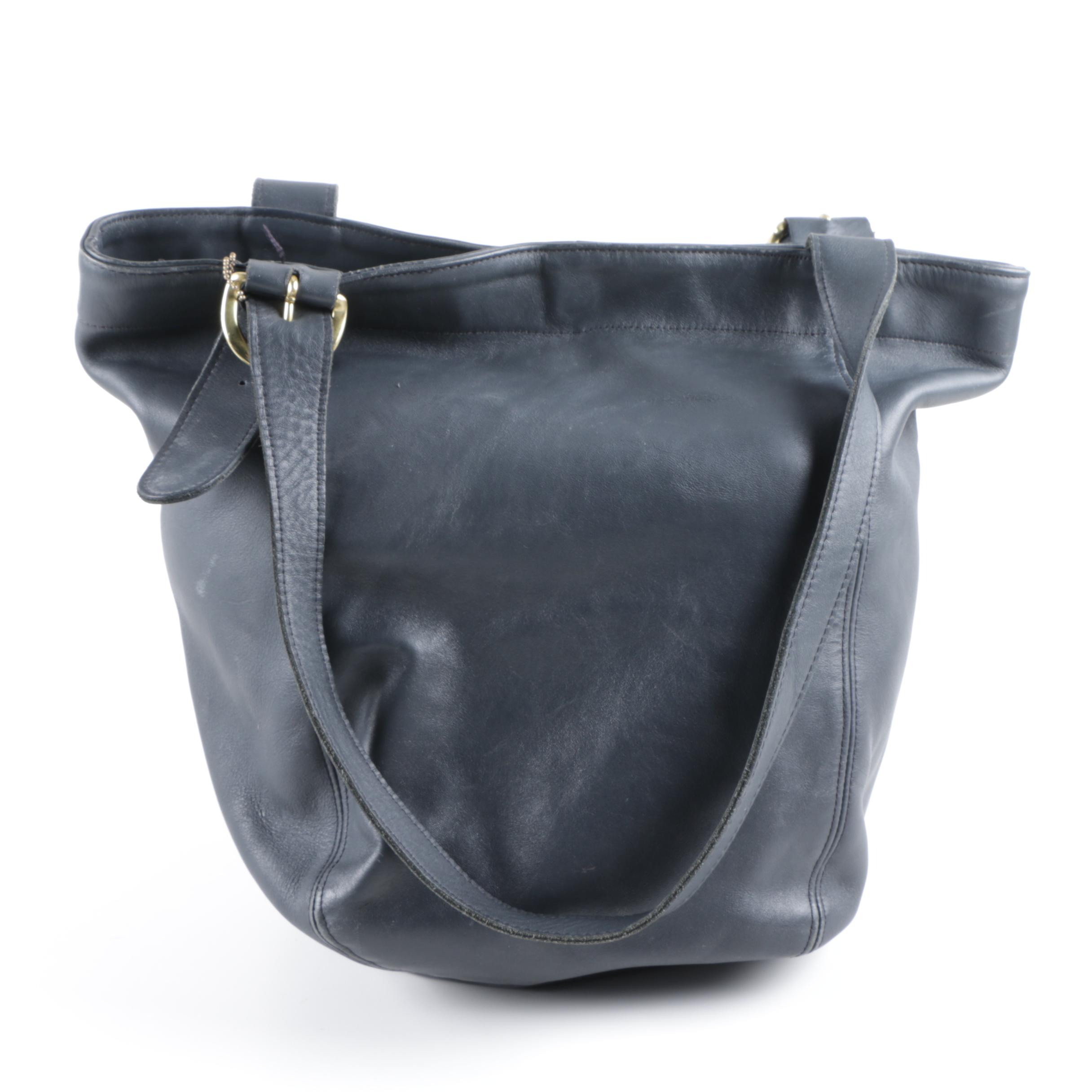 Vintage Coach Navy Leather Belted Pouch and Waverly Bag