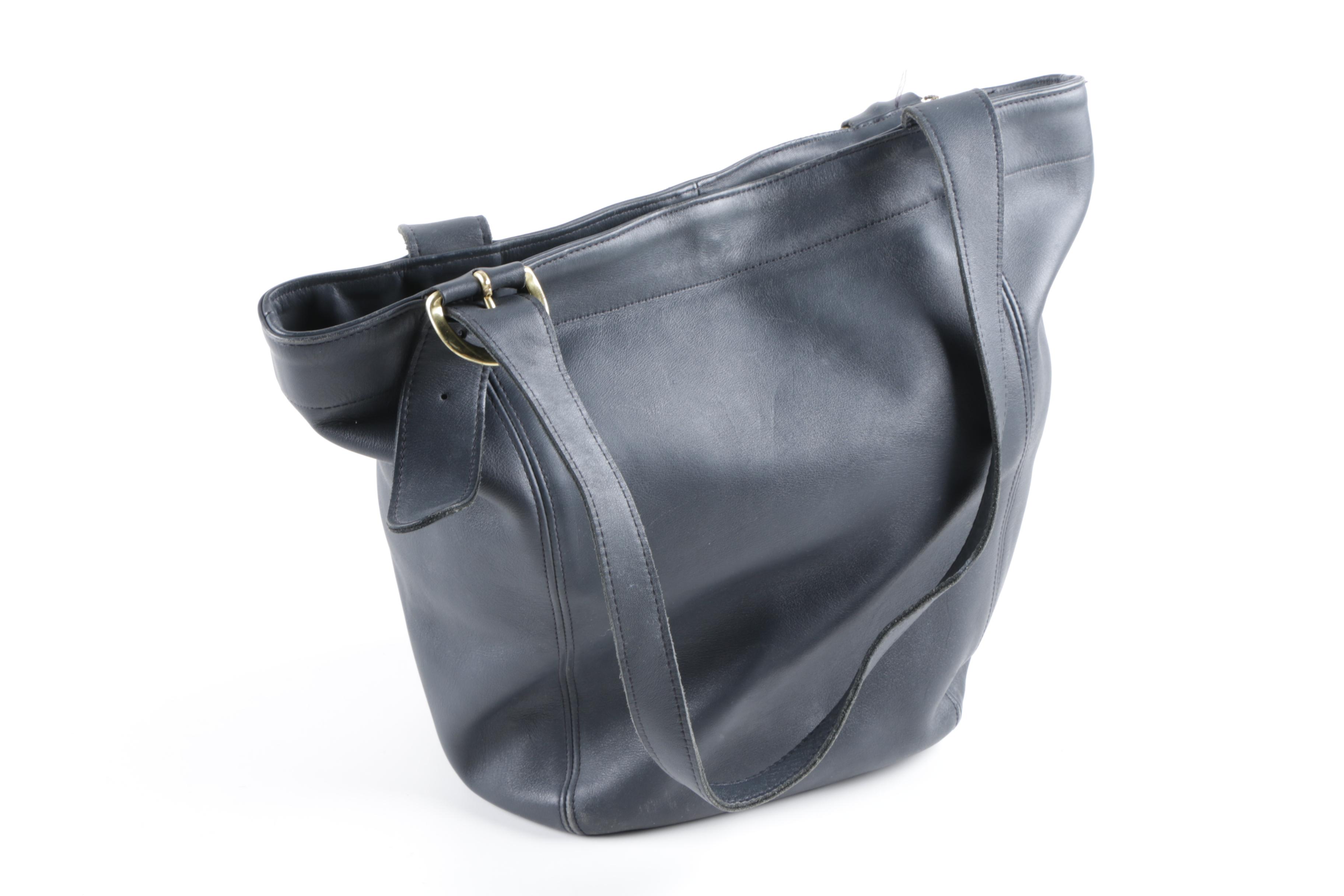 Vintage Coach Navy Leather Belted Pouch and Waverly Bag