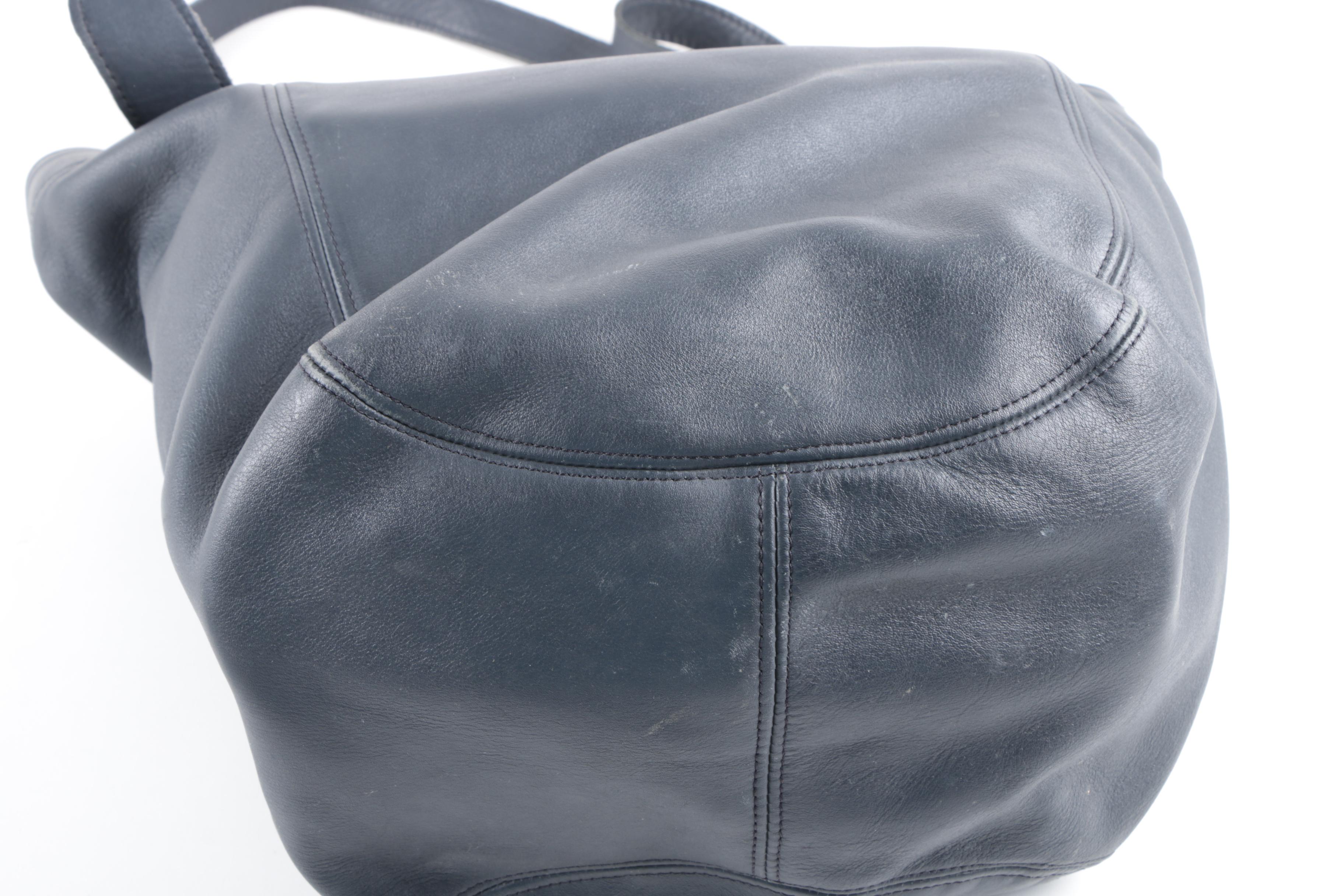 Vintage Coach Navy Leather Belted Pouch and Waverly Bag