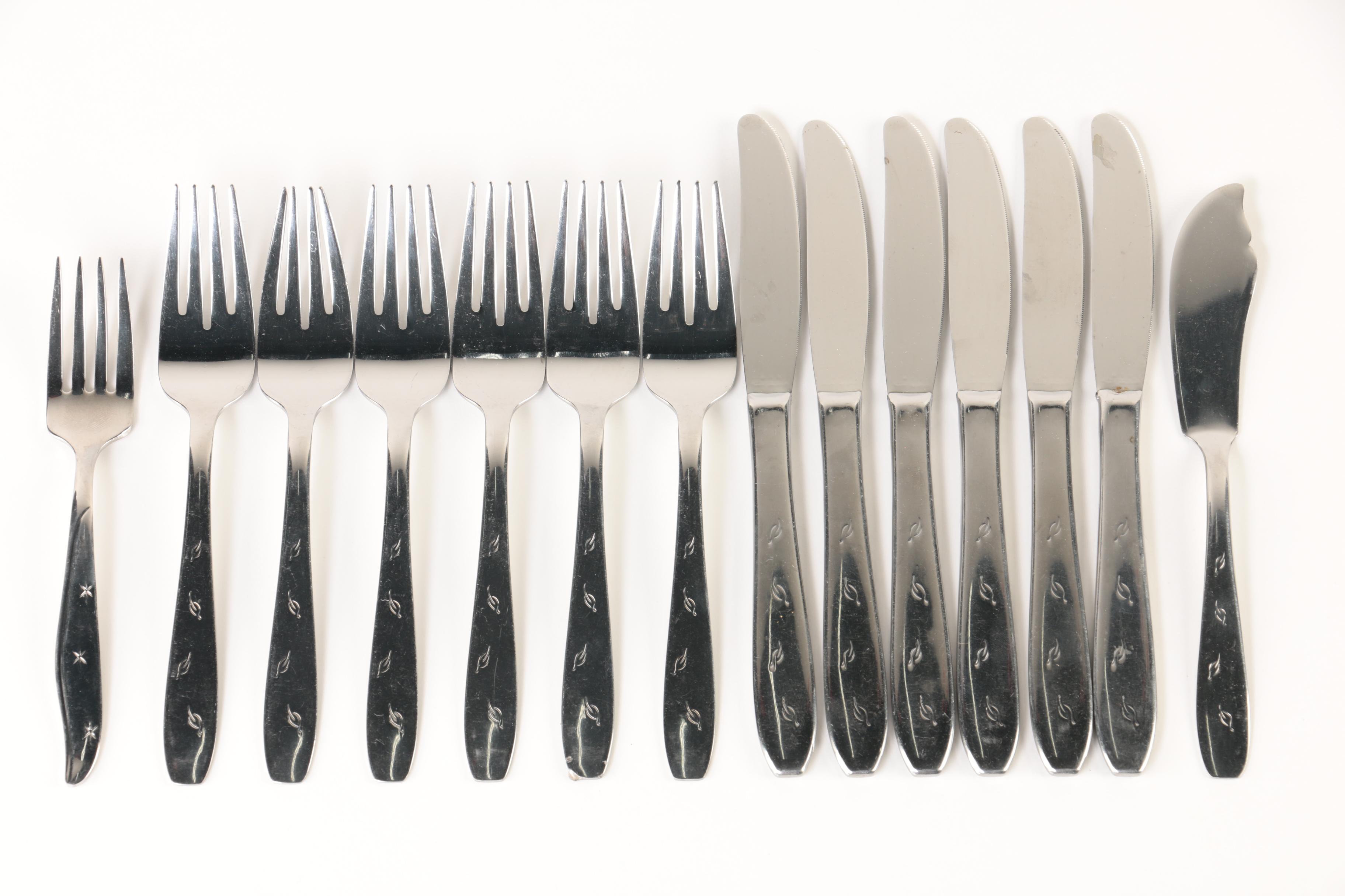 Vintage Wallace "Falling Leaf" Stainless Steel Flatware Set