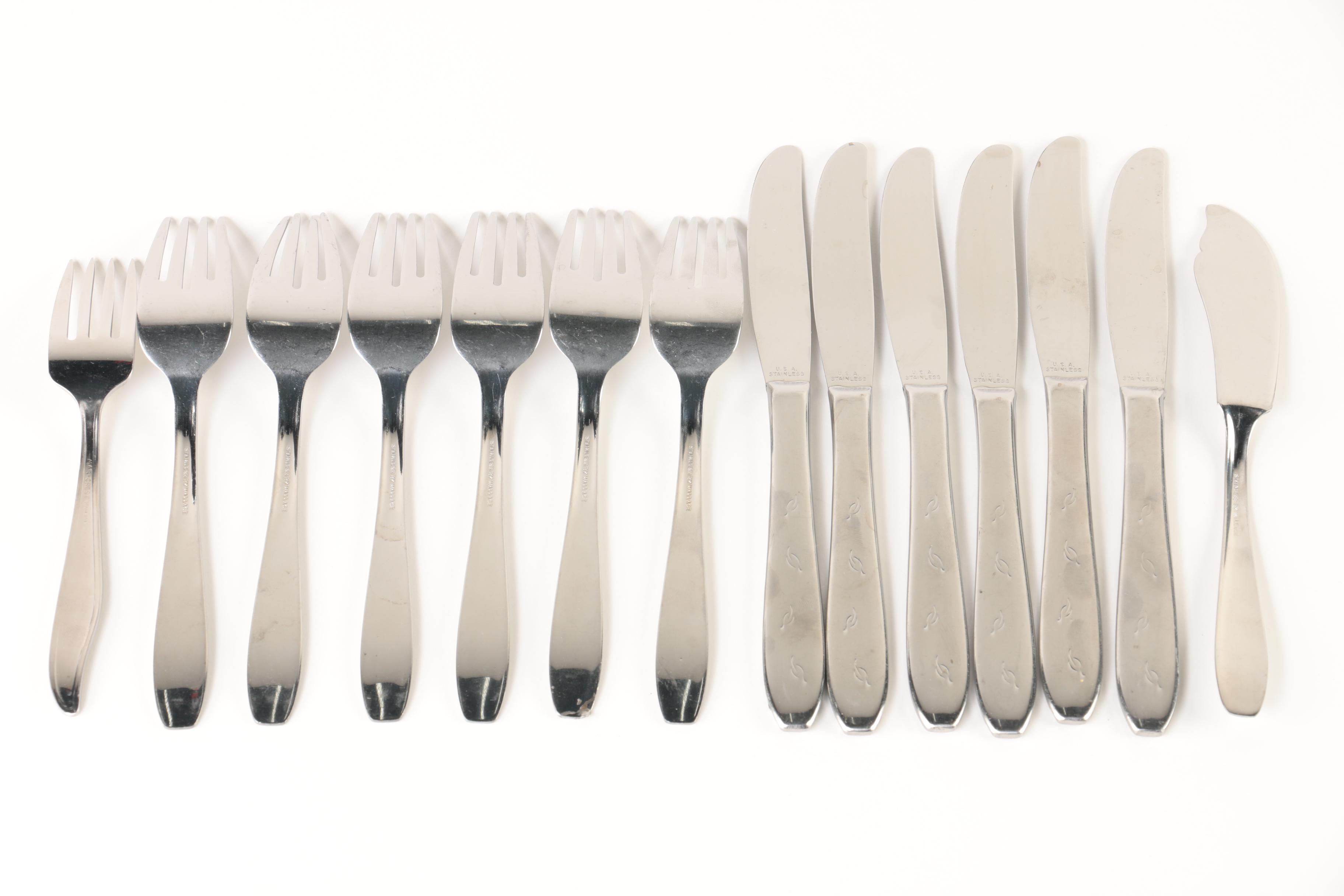 Vintage Wallace "Falling Leaf" Stainless Steel Flatware Set