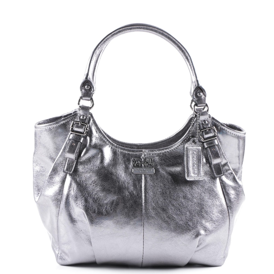 Coach Madison Abigail Metallic Silver Tone Leather Handbag