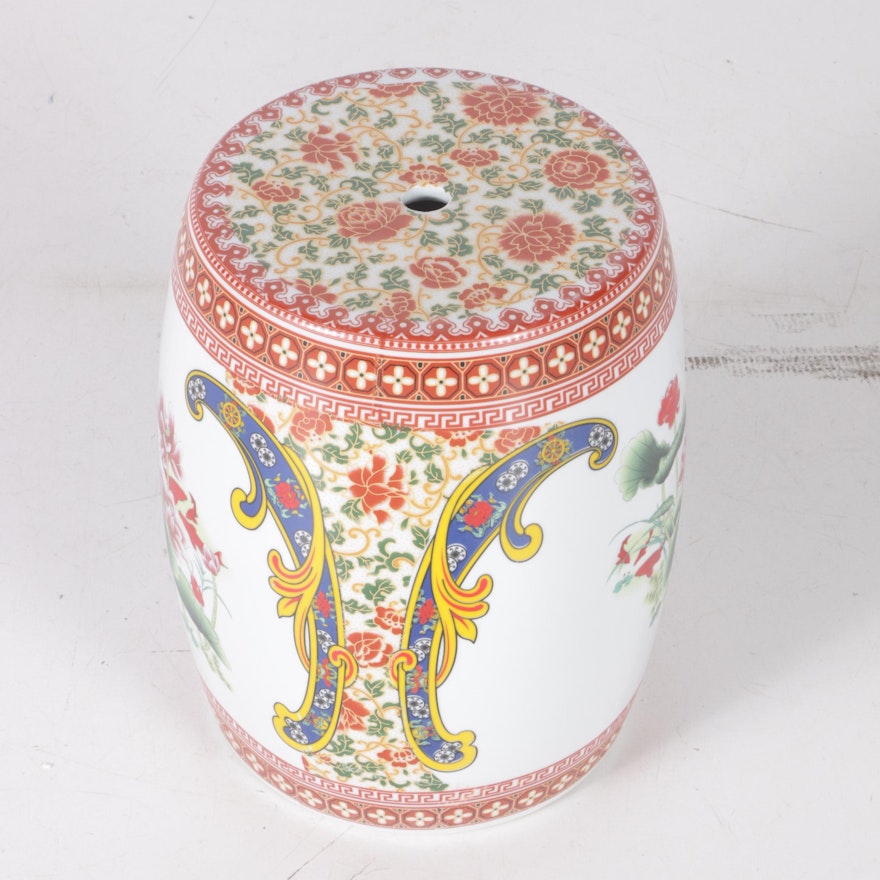 Chinese Floral Painted Ceramic Garden Stool