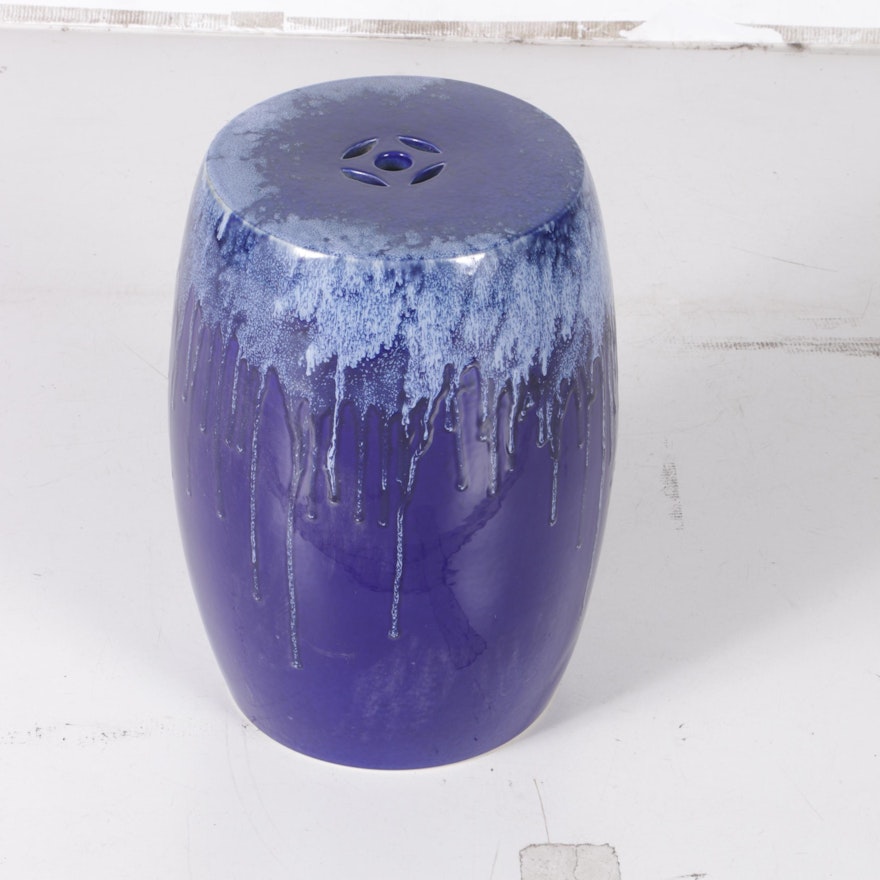 Chinese Blue Painted Ceramic Garden Stool