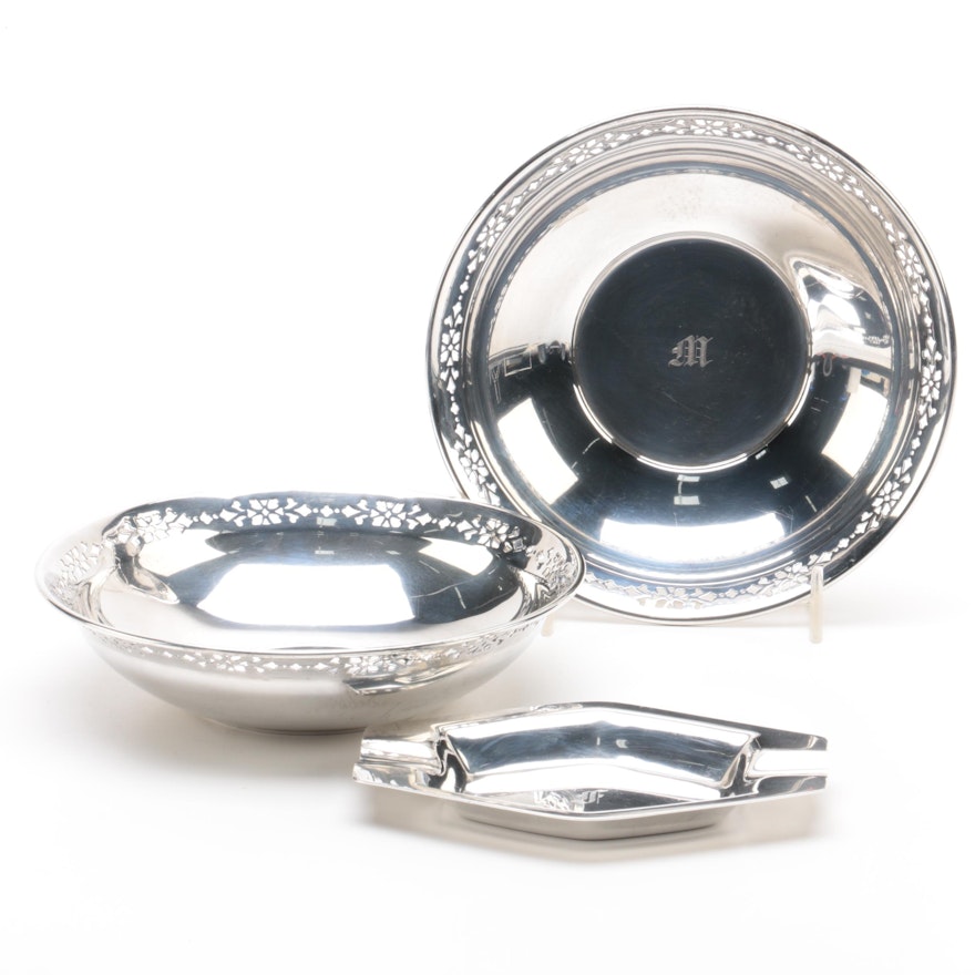 Tiffany & Co. Monogrammed Sterling Silver Bowls and Ashtray