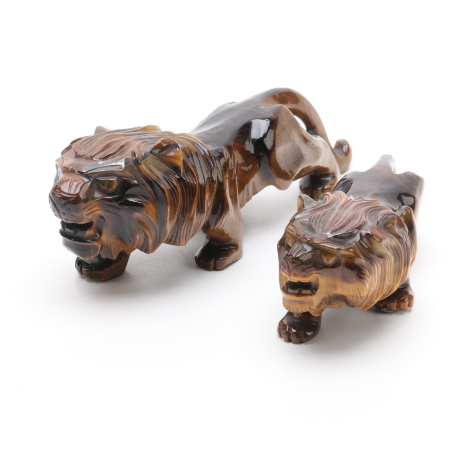 Chinese Tiger's Eye Lion Figurines