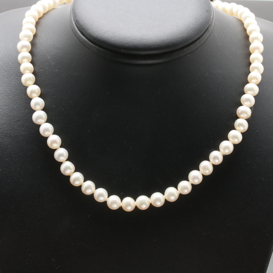 14K Yellow Gold Freshwater Cultured Pearl Single Strand Necklace