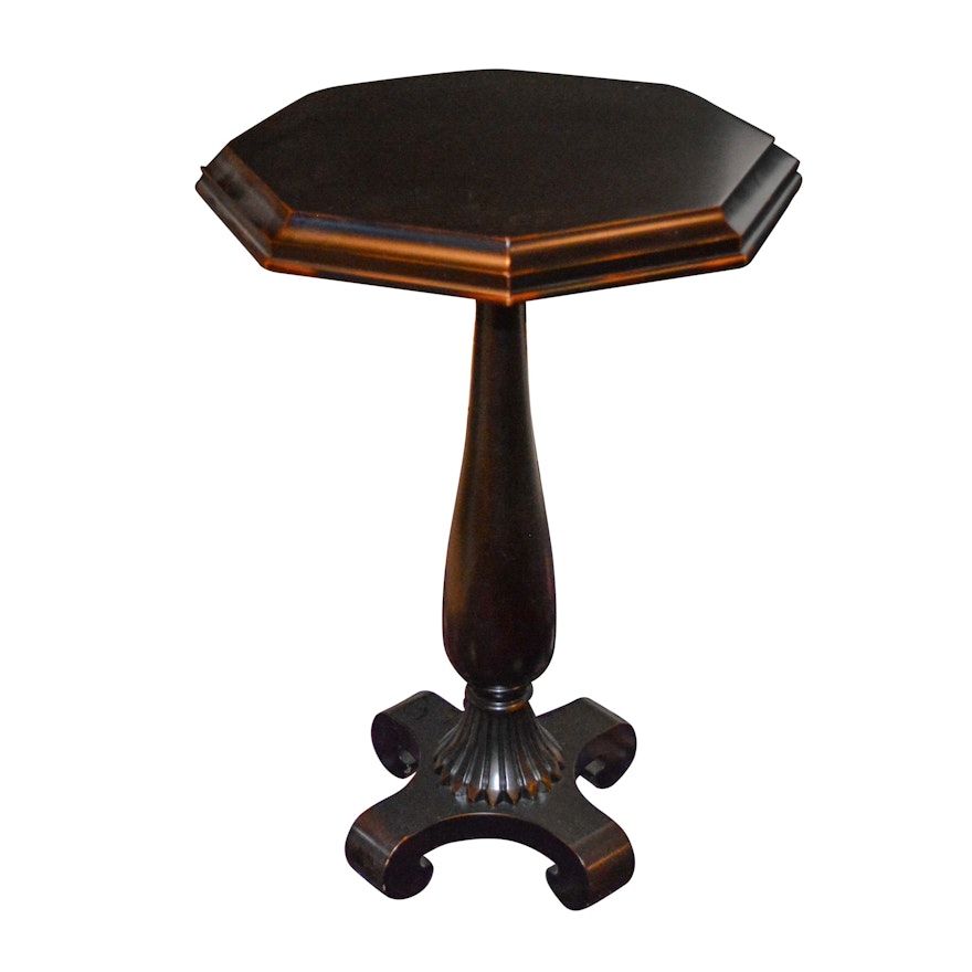 Octagonal Wooden Accent Table with Copper-Toned Accents