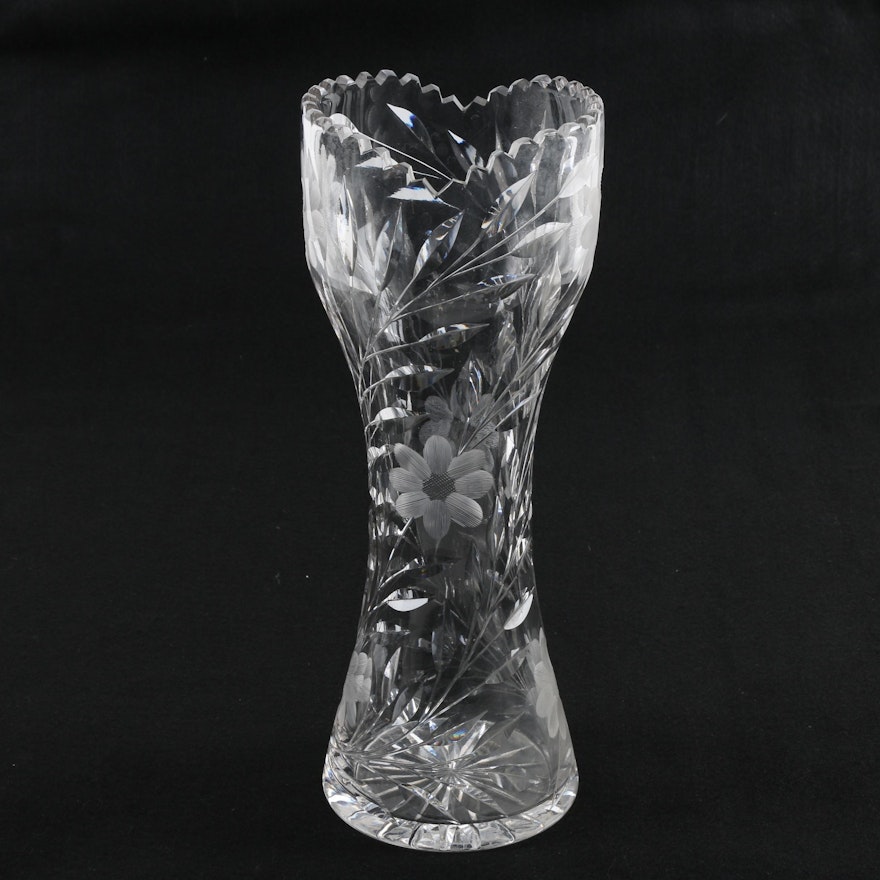 Wheel Cut Crystal Vase