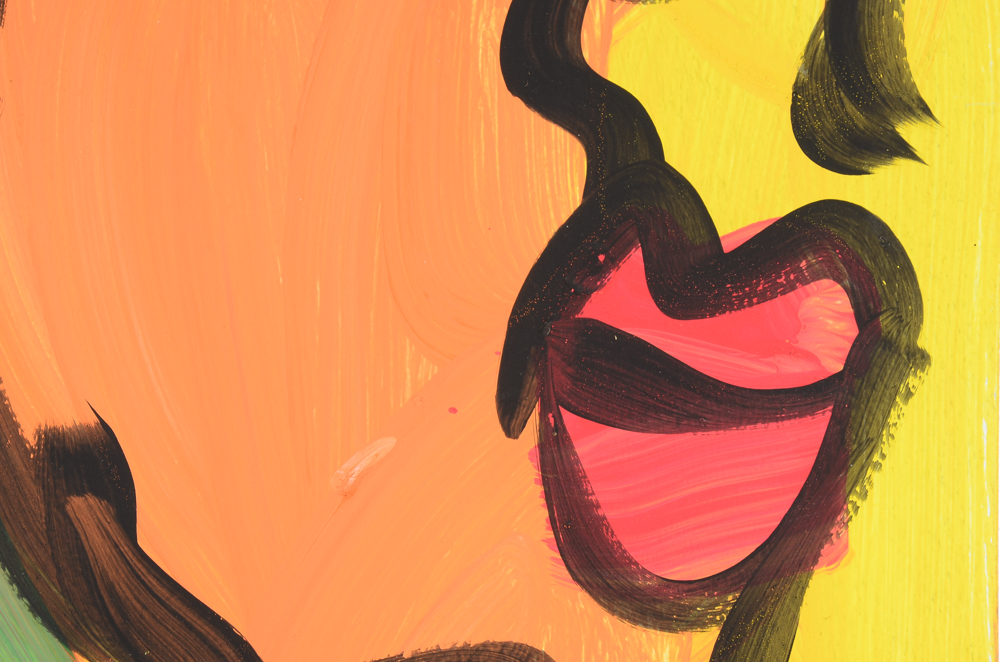 Peter Keil Expressionist Acrylic Painting on Board of a Face