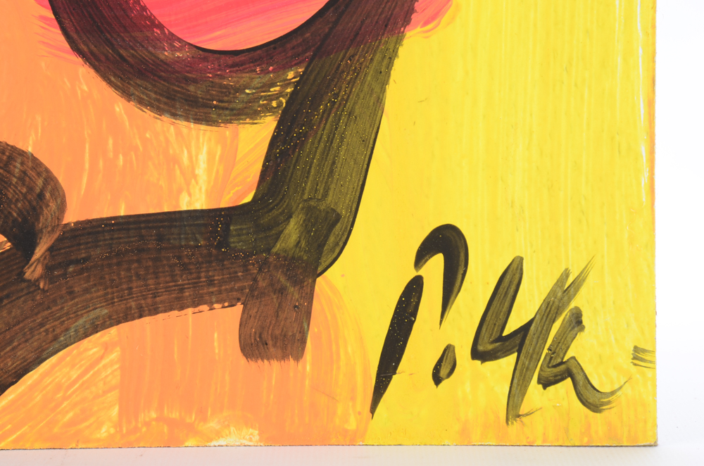 Peter Keil Expressionist Acrylic Painting on Board of a Face