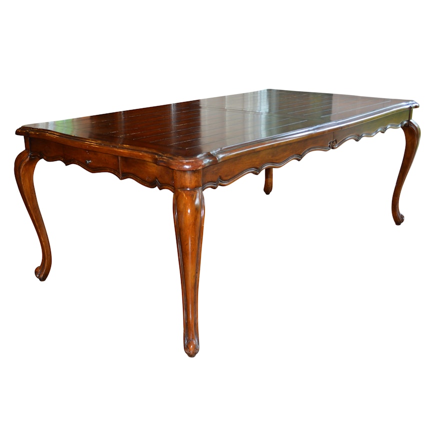 French Provincial Style Dining Table with Side Drawer