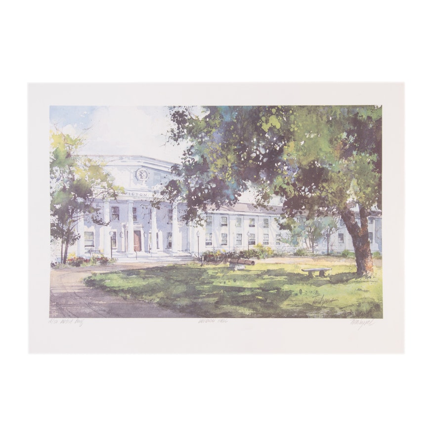 Tom Lynch Limited Edition Artist Proof Offset Lithograph "Davidson Hall"