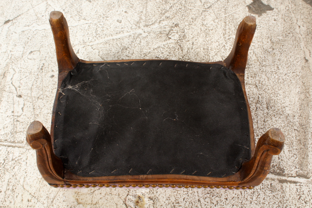 Vintage Queen Anne Style Wingback Chair with Needlepoint Footrest