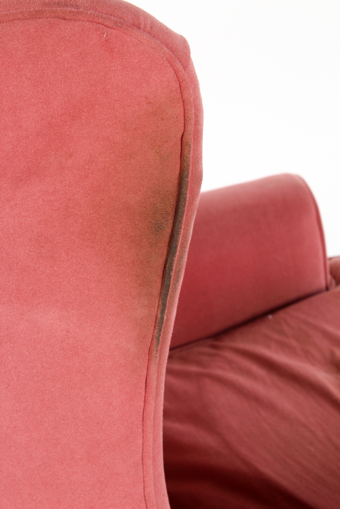 Vintage Queen Anne Style Wingback Chair with Needlepoint Footrest