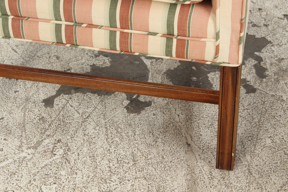 Striped Wingback Chair and Ottoman