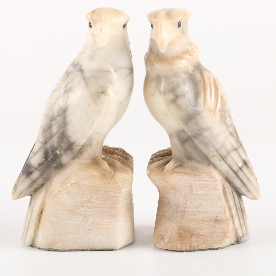 Italian Alabaster Eagle Bookends