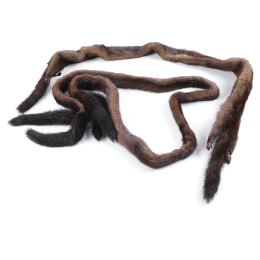 Mink Pelt Fur Collar and Mink Scarf with Tails