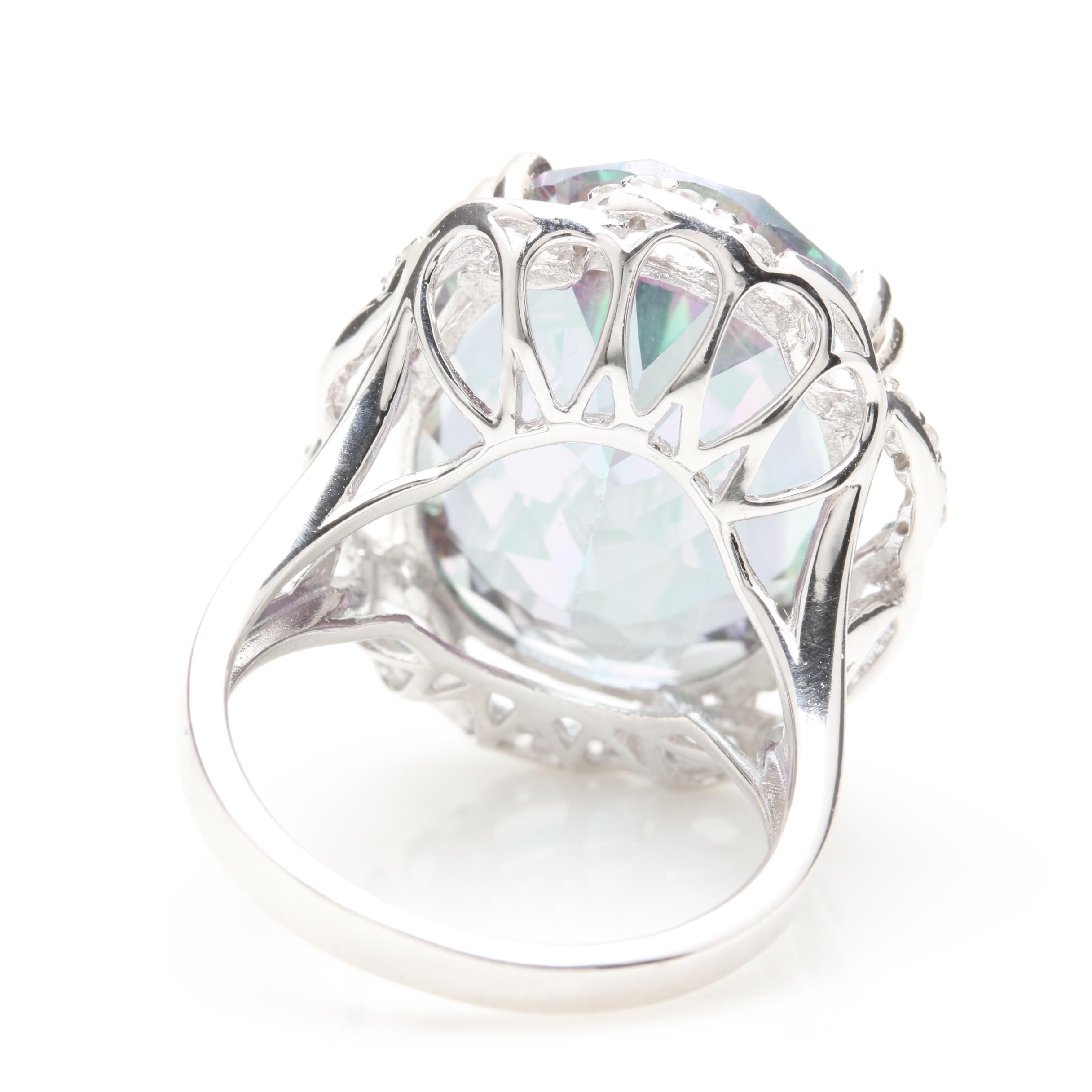 Sterling Silver Mystic Topaz and White Topaz Ring and Earrings