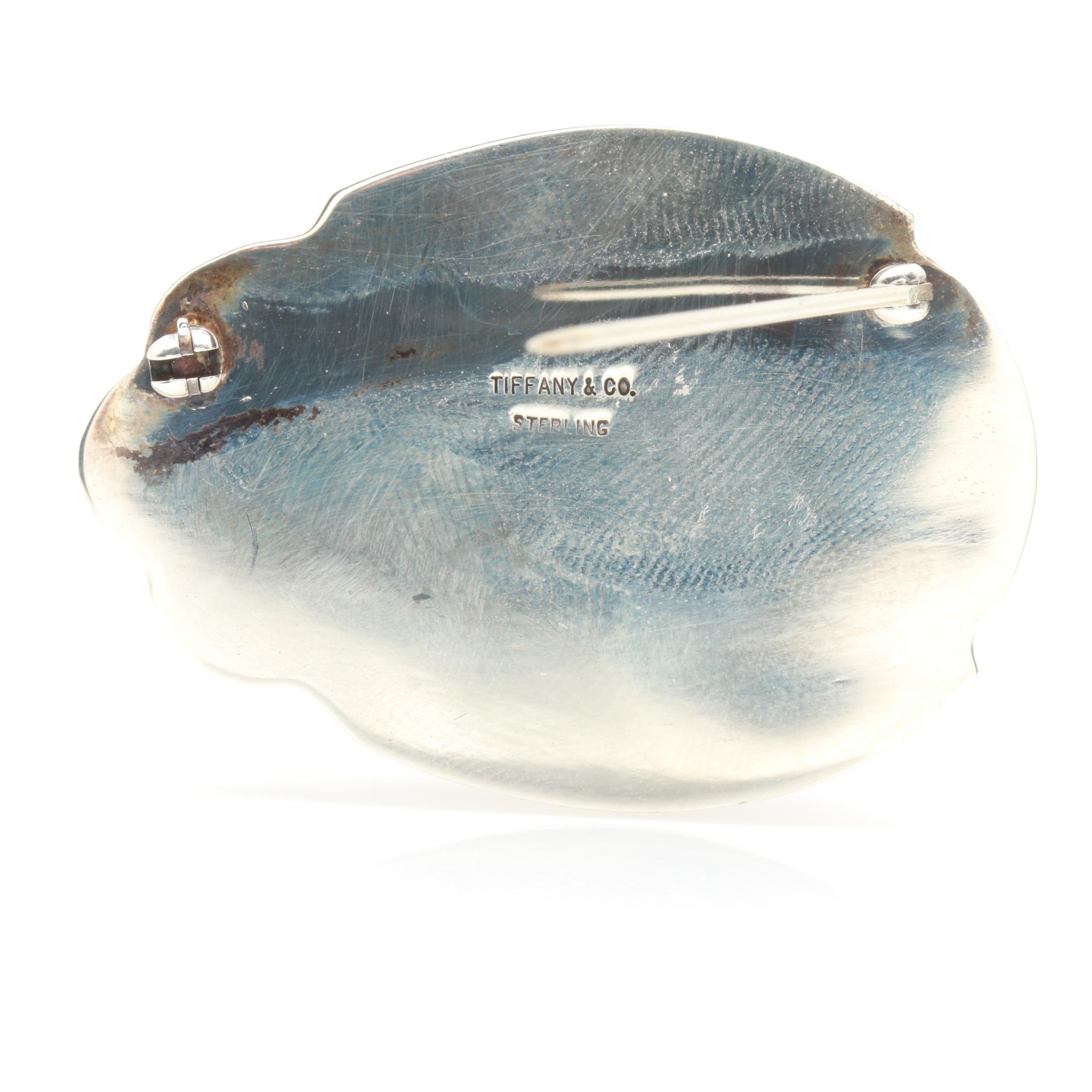 Tiffany & Co. Sterling Silver Favrile Glass Scarab Brooch