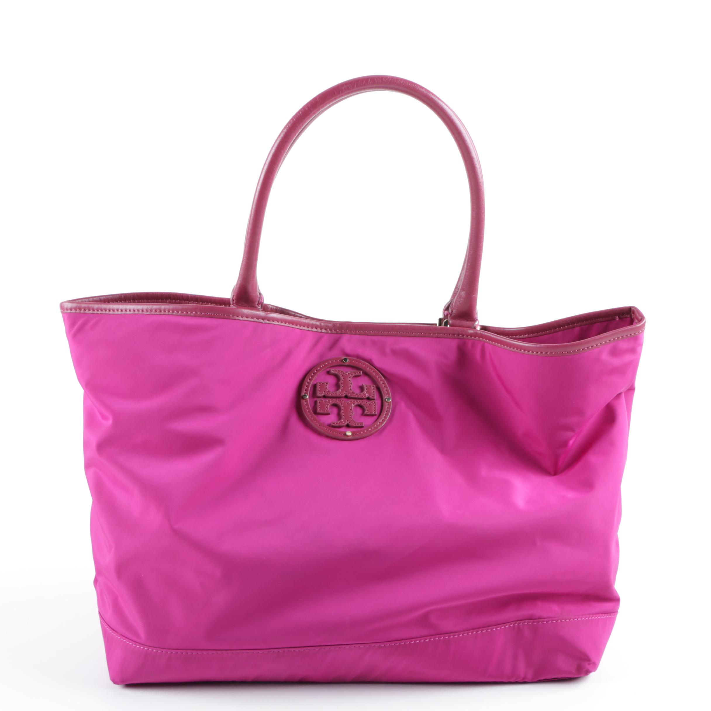 Tory Burch Fuchsia Nylon and Leather Tote