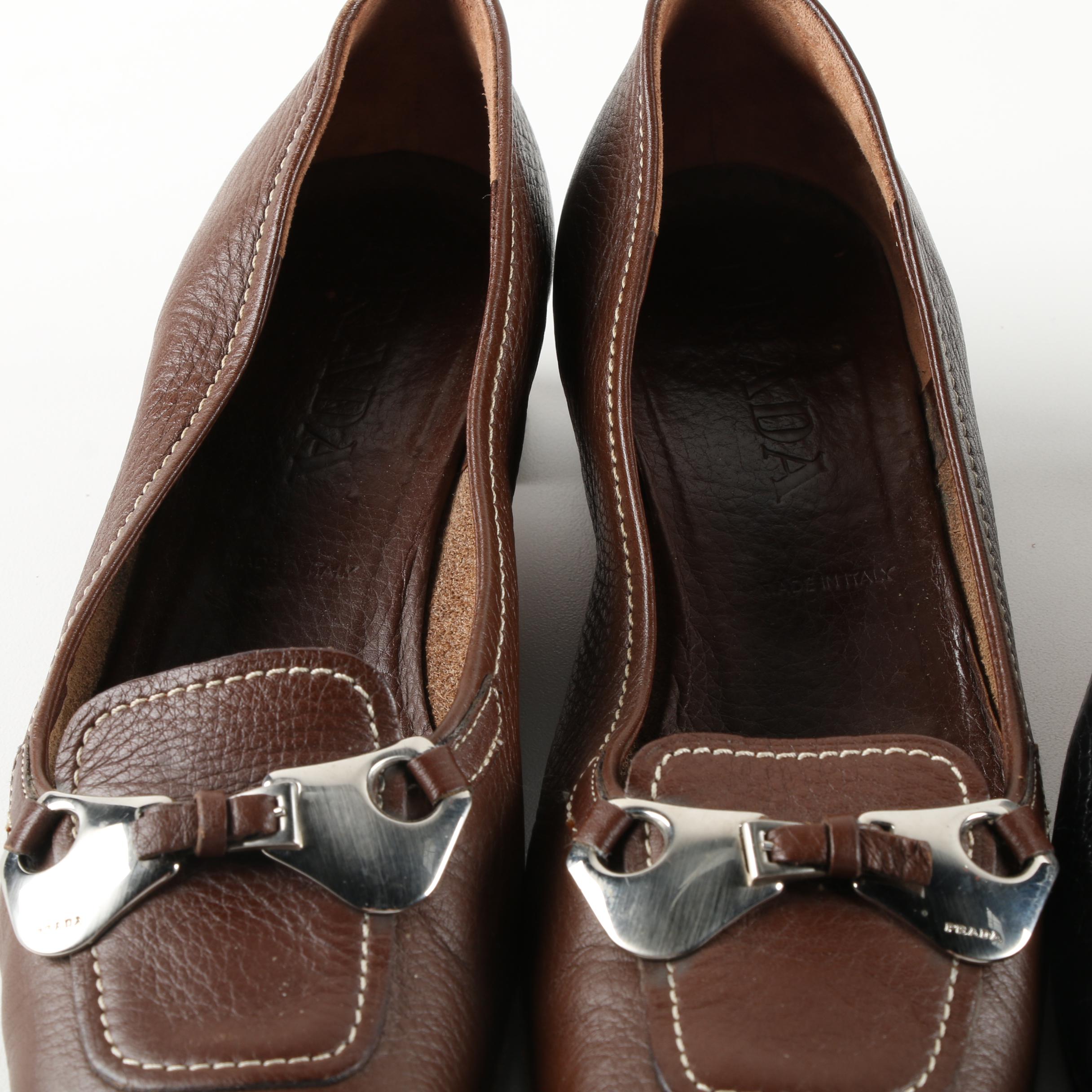 Women's Prada and Salvatore Ferragamo Leather Heels