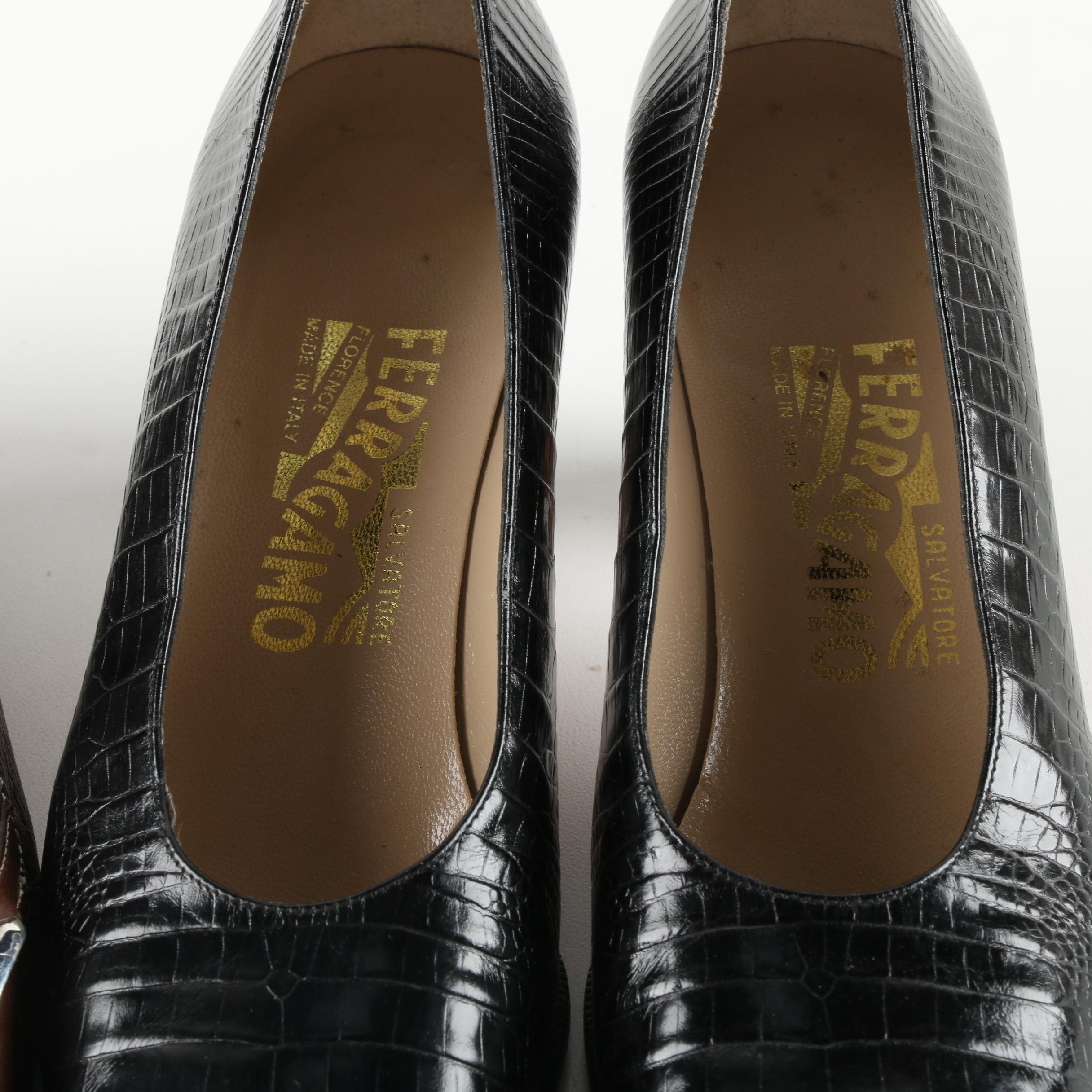 Women's Prada and Salvatore Ferragamo Leather Heels