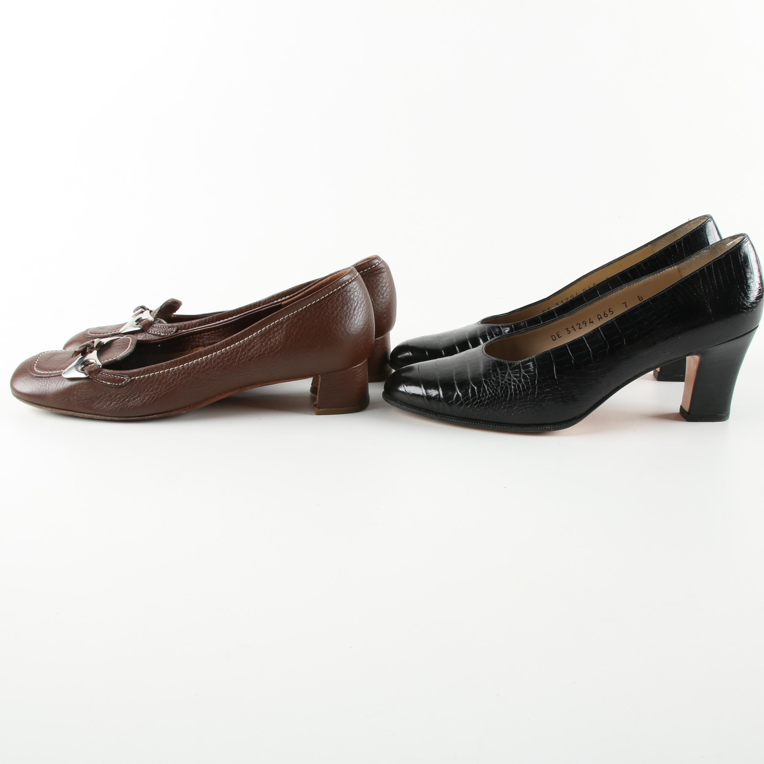 Women's Prada and Salvatore Ferragamo Leather Heels