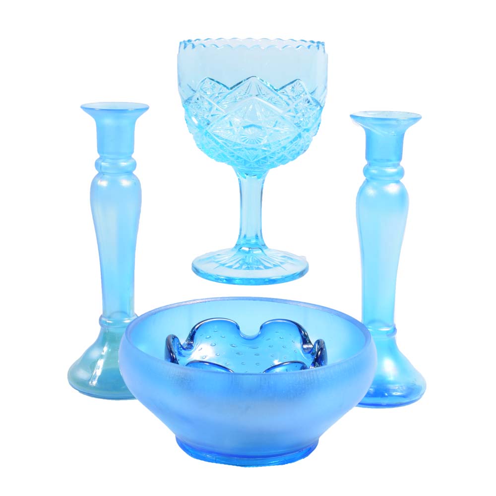 Vintage Blue Glass Decor