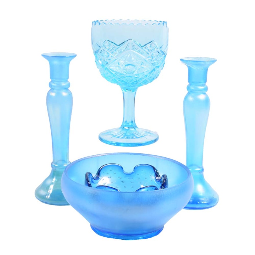 Vintage Blue Glass Decor