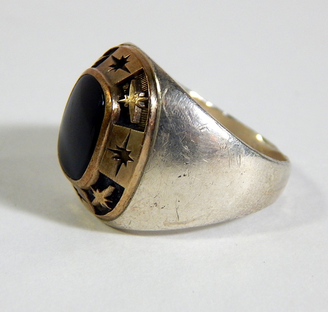 Sterling Silver Black Onyx Starburst Ring