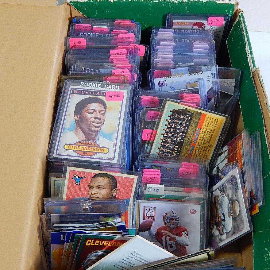 Large Shoebox of Football Cards from 1950s through 2000s with Payton,Montana