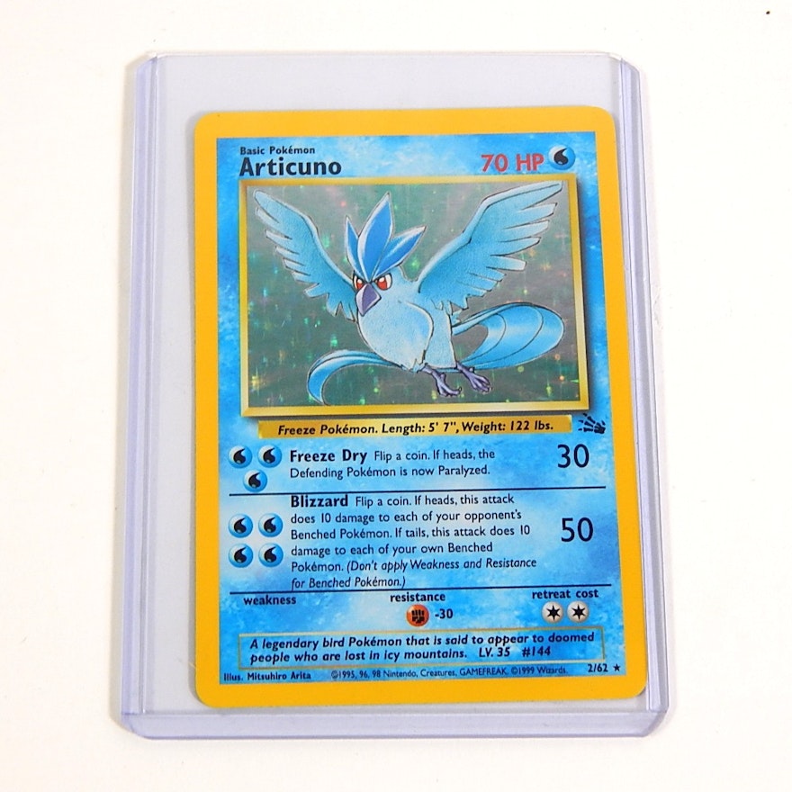 Original 1990s Pokemon Hologram "Articuno" Trading Card 2/62