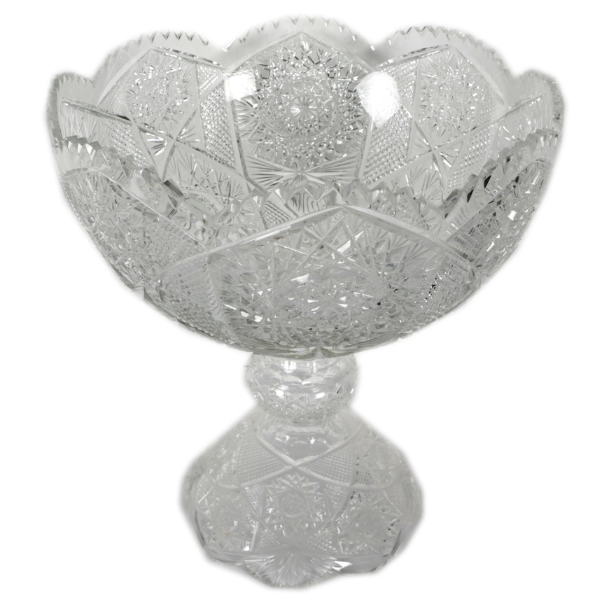 Vintage American Brilliant Cut Glass Punch Bowl