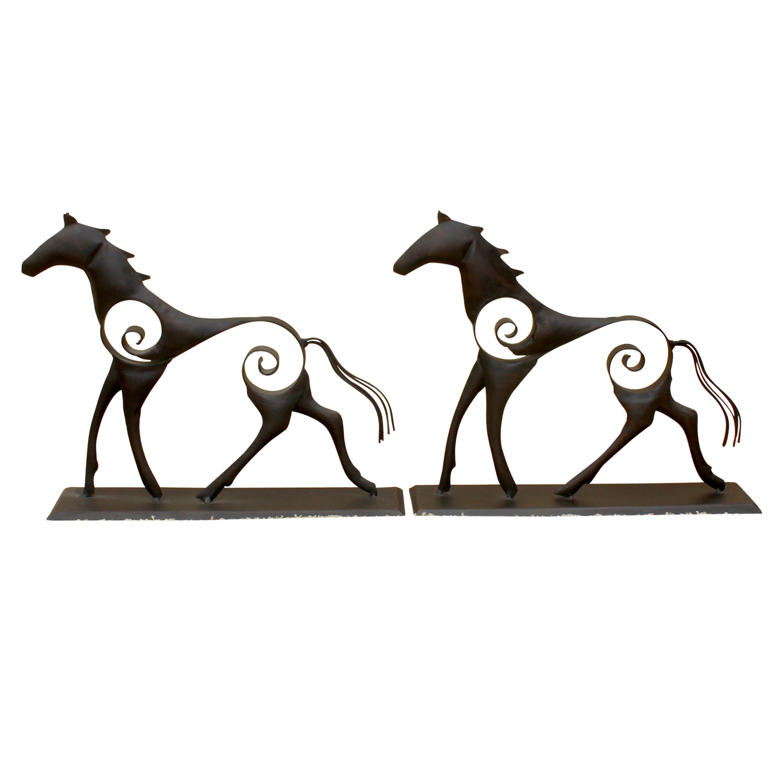 Contemporary Cast Metal Horse Sculptures