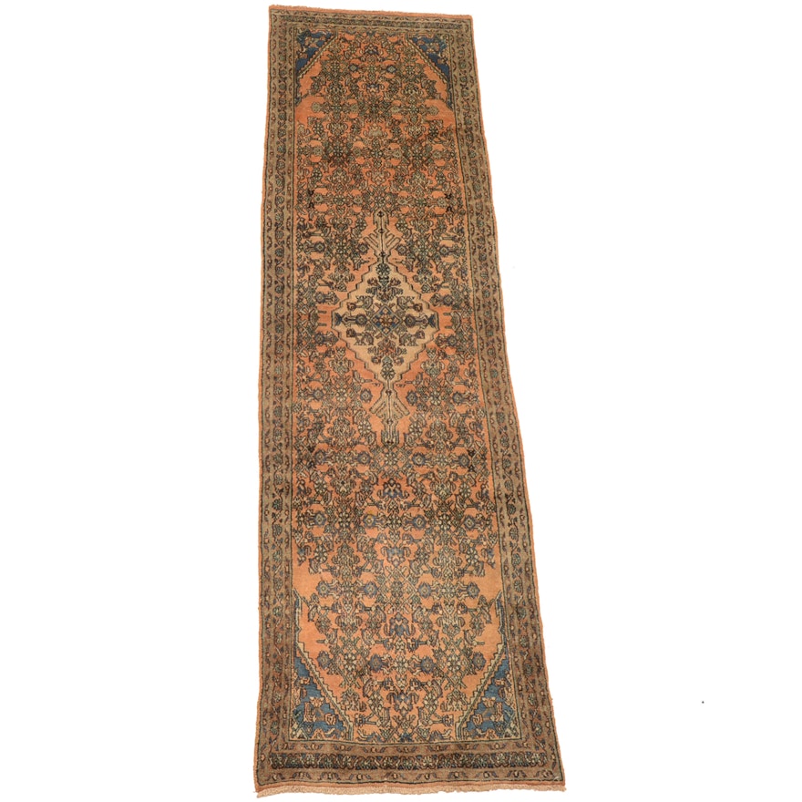 Vintage Hand-Knotted Persian Malayer Carpet Runner