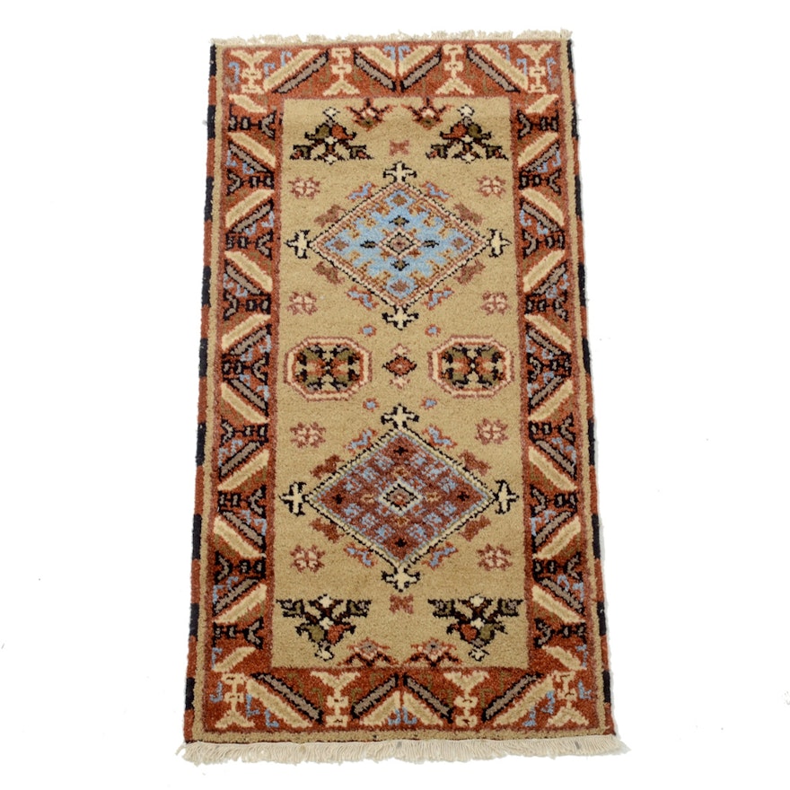 Hand-Knotted Kazak Accent Rug