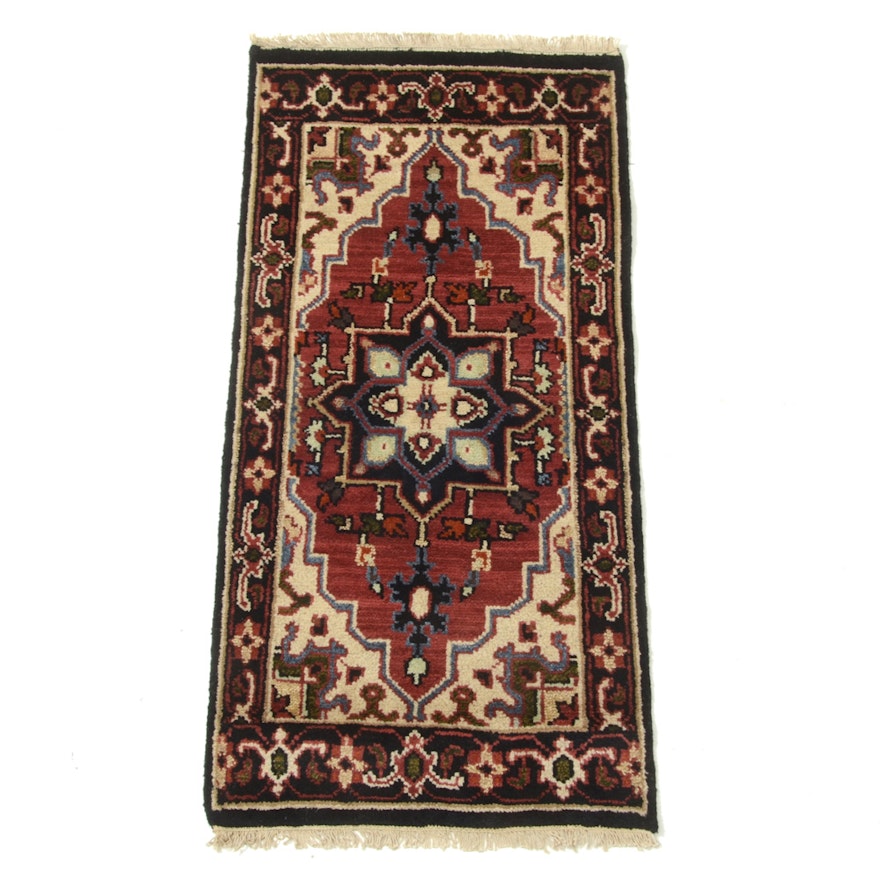 Hand-Knotted Indo-Persian Heriz Accent Rug