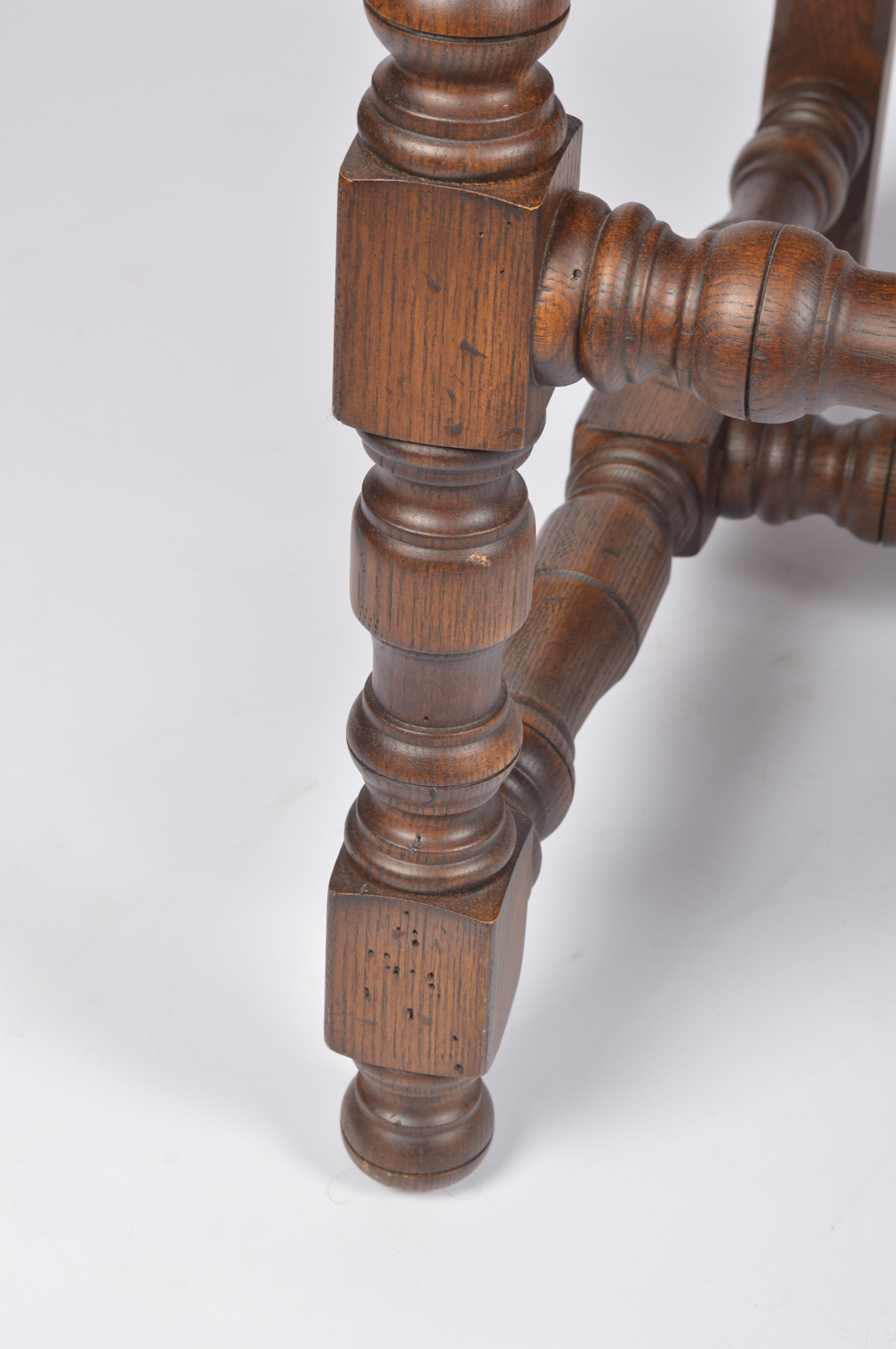 Contemporary William and Mary Style Upholstered Oak Armchair