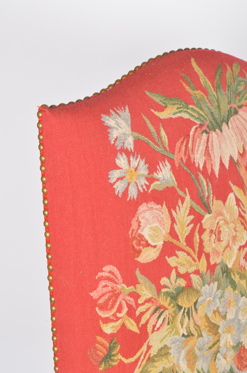 Contemporary William and Mary Style Upholstered Oak Armchair