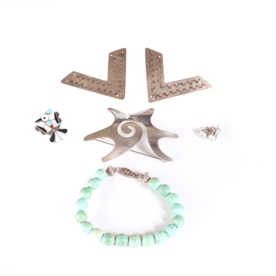 Assortment of Sterling Silver and Turquoise Jewelry