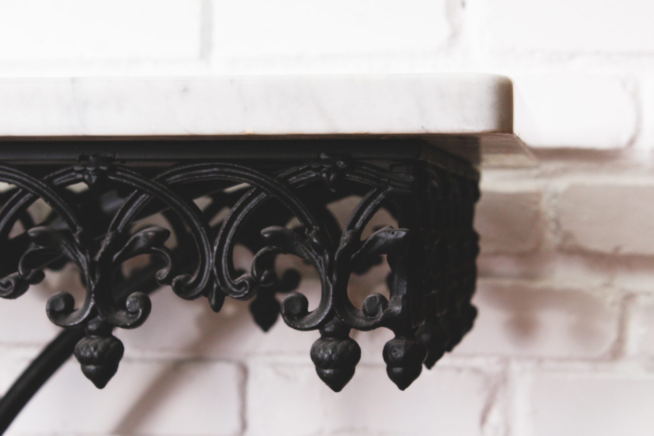 Marble and Wrought Iron Entry Table
