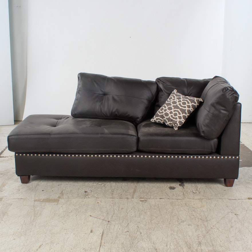 Faux Black Leather Chaise Lounge