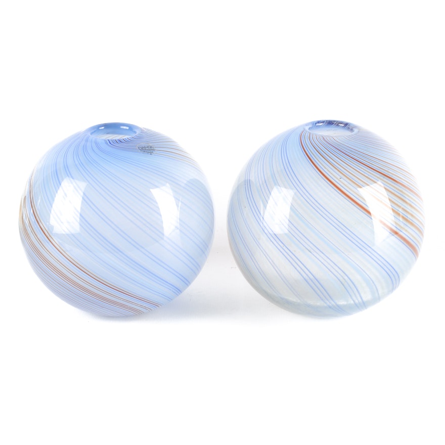 Pair of Dansk Swirl Art Glass Vases