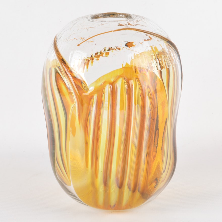 Peter Bramhall 1982 Art Glass Vase