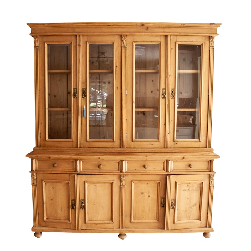 Country Style Pine China Cabinet